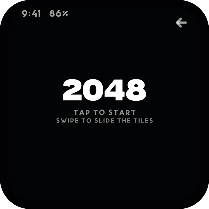 2048: tap to start, swipe to slide the tiles