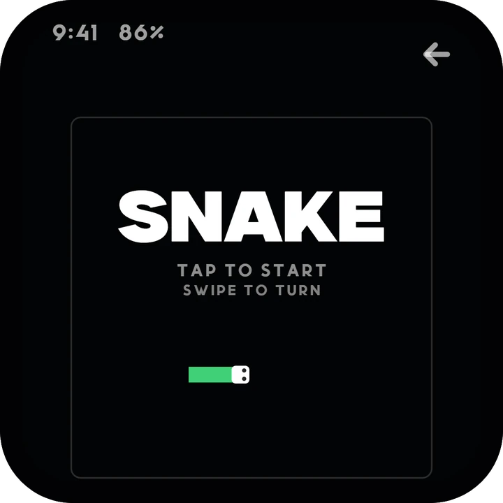 SNAKE: tap to start, swipe to turn